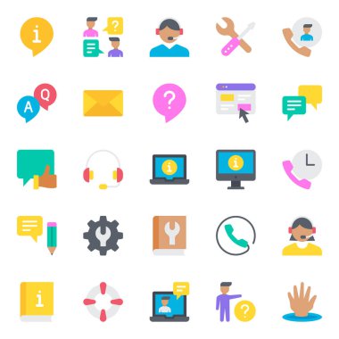 Kişi servisi için düz renk simgeleri ayarlandı