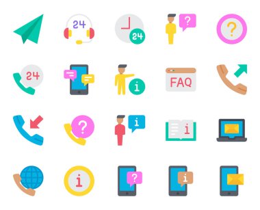 Kişi servisi için düz renk simgeleri ayarlandı