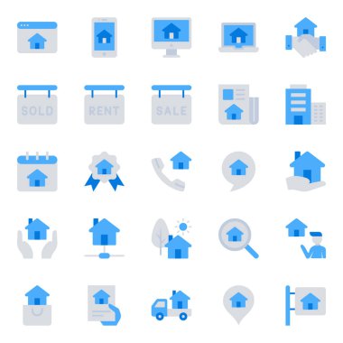 Emlak için mavi renk simgeleri ayarlandı