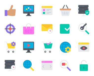 SEO ve Web için düz renk simgeleri ayarlandı