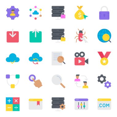 SEO ve Web için düz renk simgeleri ayarlandı