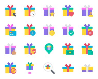 Sürpriz hediyeler için düz renk simgeleri