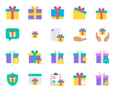 Sürpriz hediyeler için düz renk simgeleri