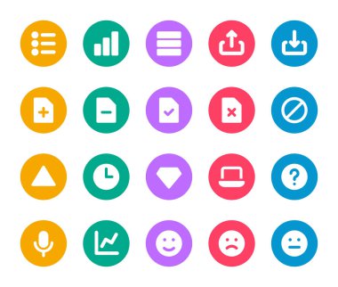 Kullanıcı arayüzü için yuvarlak renk simgeleri ayarlandı.