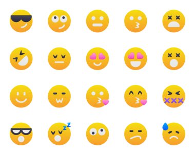 Emojis, Smiley, duygu için renk simgeleri ayarlandı