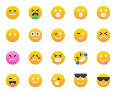 Emojis, Smiley, duygu için renk simgeleri ayarlandı