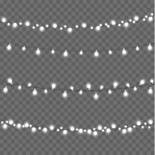 Светящиеся огни для Рождественской праздничной открытки дизайн. Украшения гирлянд. Вектор — стоковый вектор