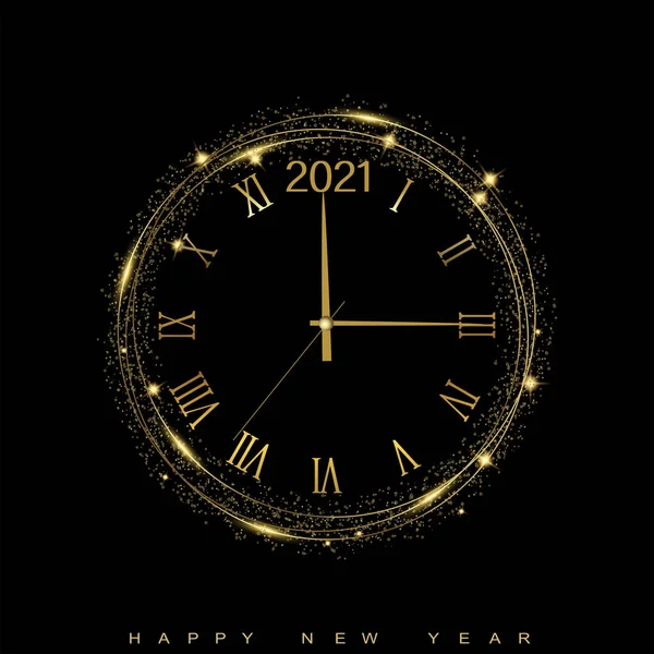 2021 New Year card with golden and glittering text. Vector — Stock Vector