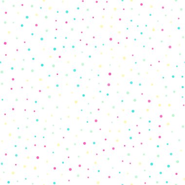 Beyaz arkaplanda renkli noktalar olan kusursuz bir desen. Vektör