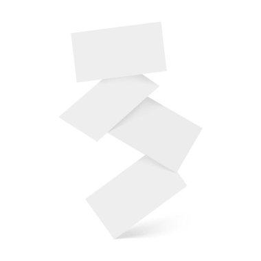 Düşen beyaz kartvizitler. Vektör