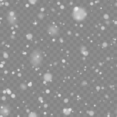 Şeffaflık üzerine düşen kar taneleri ile Xmas arka planı. Vektör