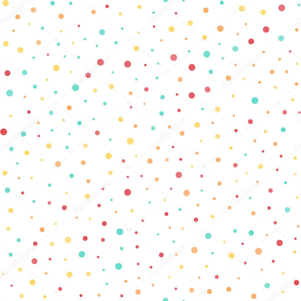 Seamless pattern with colorful dots on white background. Vector.