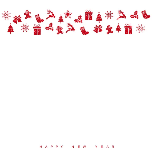 Joyeux Noël Bonne Année Carte Avec Décorations Suspendues Illustration Vectorielle — Image vectorielle