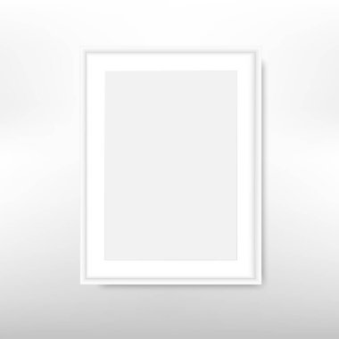 Beyaz resim çerçevesi. Gerçekçi boş beyaz resim çerçevesi modeli. Vektör