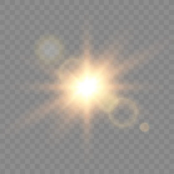 灿烂的阳光 透明的背景上明亮的闪光 — 图库矢量图片