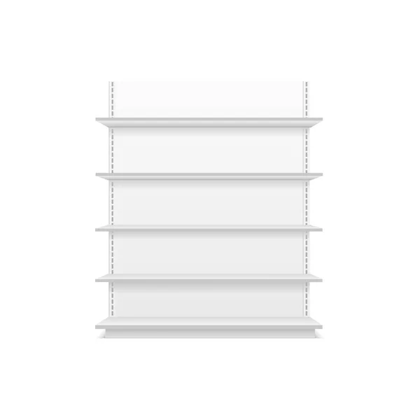 White Empty Market Retail Store Shelves Isolated White Background Vector — Stock Vector