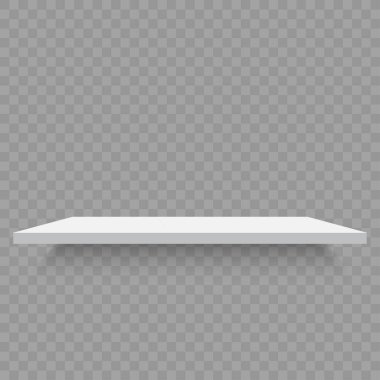White empty shelves on transparent background. Vector
