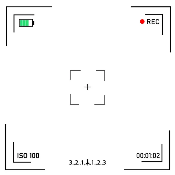 Digital video camera focusing screen with settings. Vector.