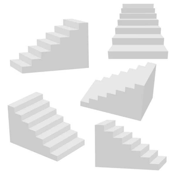 Conjunto Escaleras Aisladas Ilustración Vectorial — Vector de stock