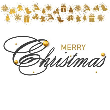 Mutlu noeller ve süslemeli mutlu yeni yıl kartları. Vektör illüstrasyonu.