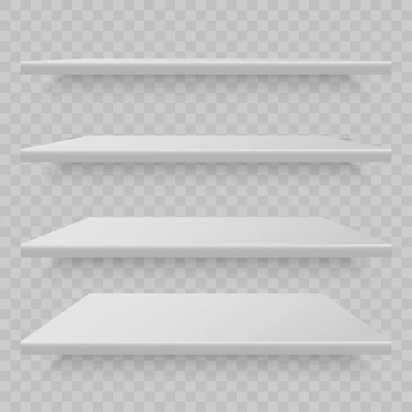 White Empty Shelves Transparent Background Vector — Stok Vektör