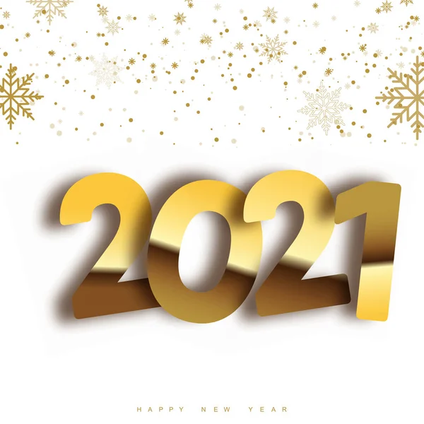 2021 Feliz Año Nuevo Tarjeta Felicitación Con Texto Oro Brillante — Vector de stock