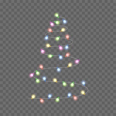 Şeffaf arkaplanda Noel ağacı. Vektör illüstrasyonu.