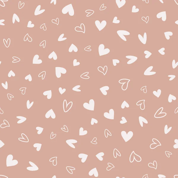 Seamless pattern with white hearts on pink background. Vector — Stock Vector