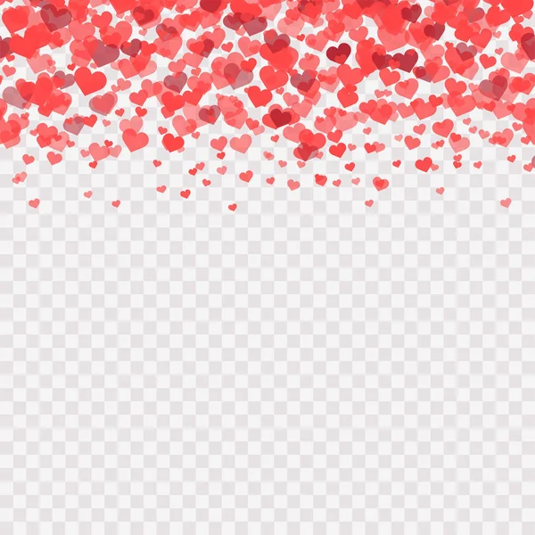 Coeurs Rouges Tombants Sur Fond Transparent Joyeux Fond Saint Valentin — Image vectorielle