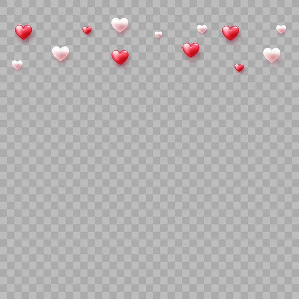 Rotes Ballon Herz Fällt Auf Transparentem Hintergrund Vektorillustration — Stockvektor