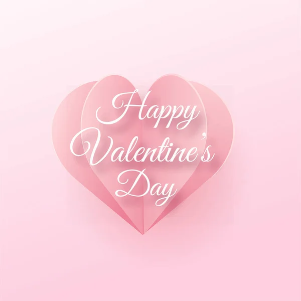 Happy Valentine 's card with flying pink paper hearts. Вектор — стоковый вектор