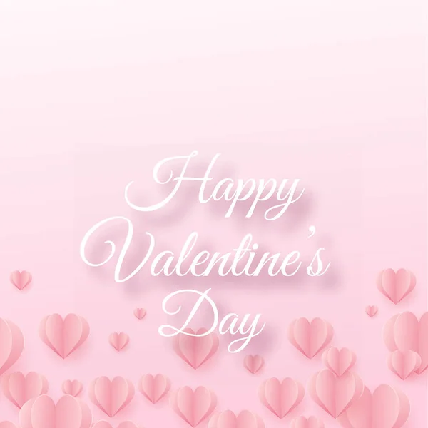 Happy Valentine 's card with flying pink paper hearts. Вектор — стоковый вектор