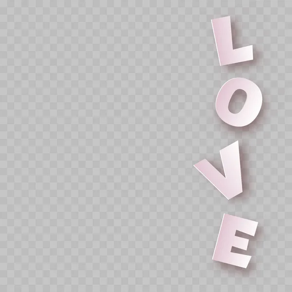 Papper kärlek text på transparent bakgrund. Vektor — Stock vektor