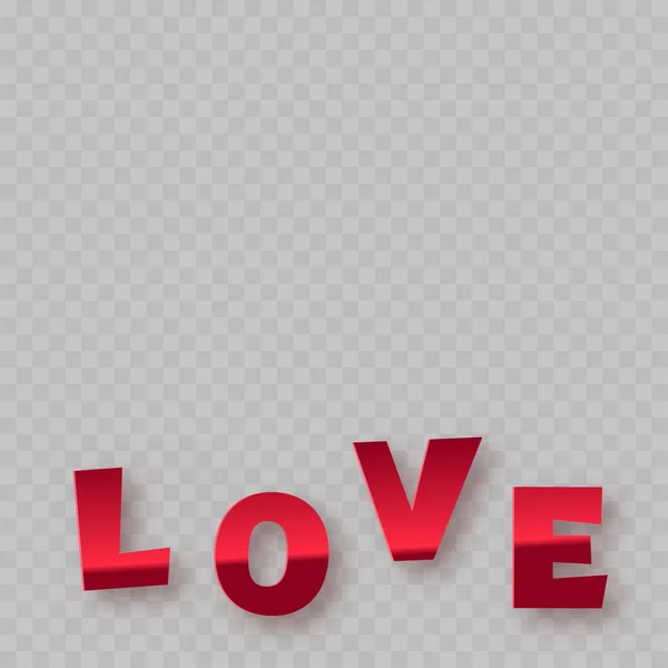 3D röd kärlek bokstäver på transparent bakgrund — Stock vektor