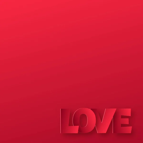 Tarjeta de San Valentín con texto de amor rojo 3d sobre fondo rojo. Vector — Vector de stock