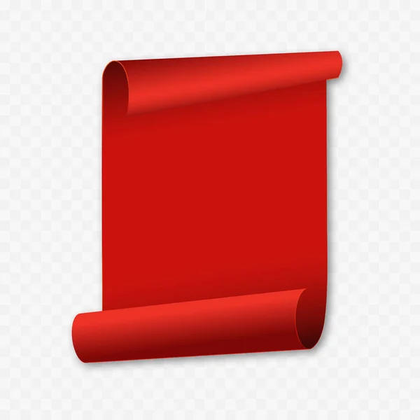 Rotes Band Schriftrolle Oder Papiergebogenes Banner Vektor — Stockvektor