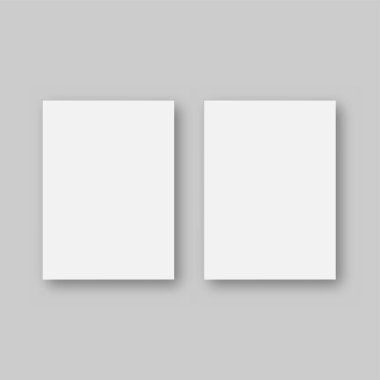 Gri arkaplanda boş kağıt çarşaflar var. Vektör.