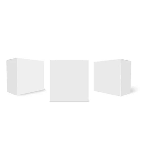 Cajas Cartón Blanco Blanco Mockup Vector — Archivo Imágenes Vectoriales