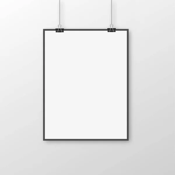 Witte Poster Opknoping Met Bindmiddel Witte Achtergrond Vector — Stockvector