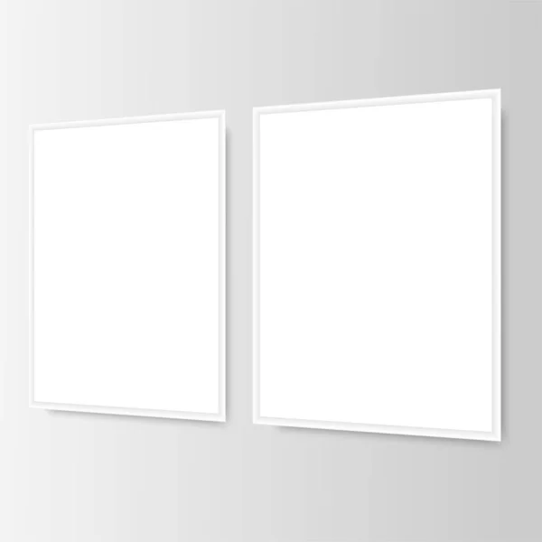 Zwei Weiße Bilderrahmen Der Wand Vektor — Stockvektor