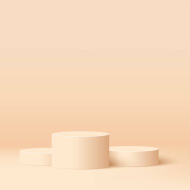 Silindir podyumlarla soyut asgari sahne. Vektör illüstrasyonu.