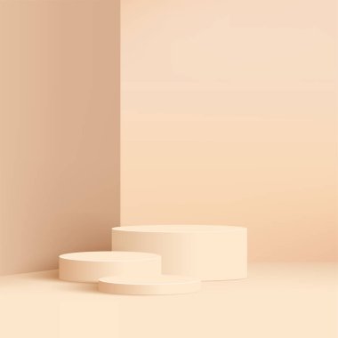 Silindir podyumlarla soyut asgari sahne. Vektör illüstrasyonu.