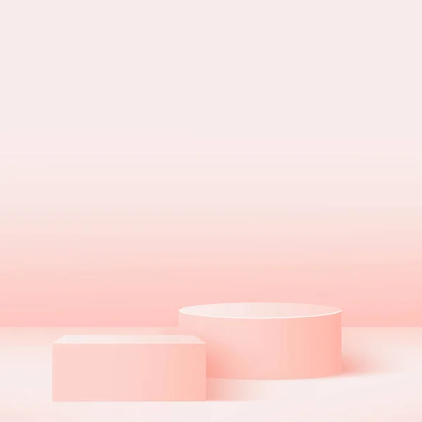 Sfondo astratto con podi 3D geometrici rosa. Illustrazione vettoriale — Vettoriale Stock