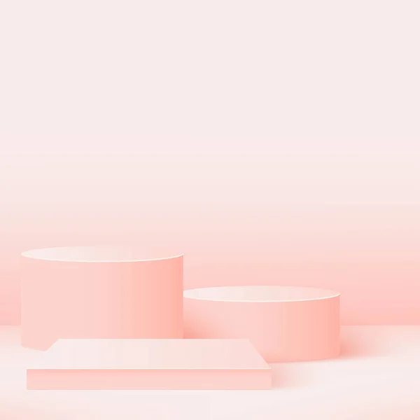Sfondo astratto con podi 3D geometrici rosa. Illustrazione vettoriale — Vettoriale Stock