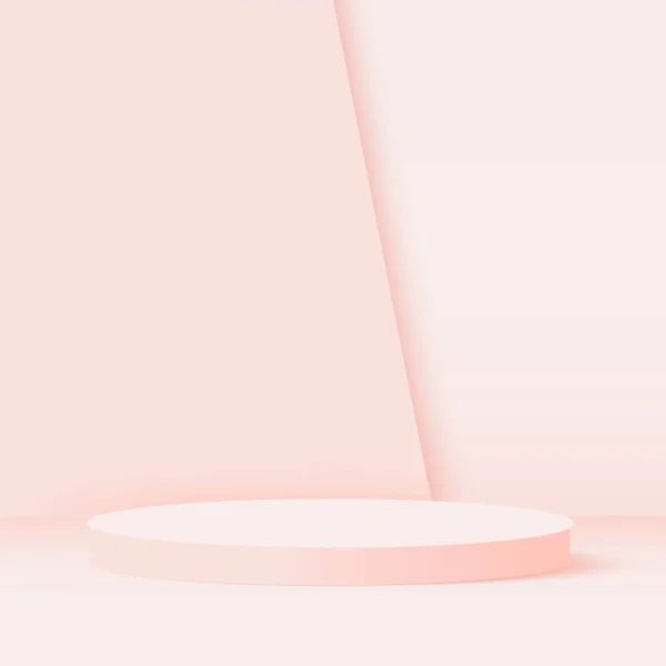 Abstrakt bakgrund med rosa geometriska 3D-podium. Vektorillustration. — Stock vektor