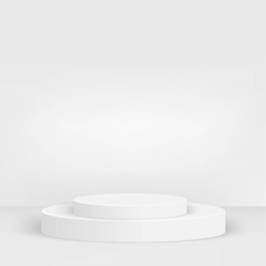 Geometrik 3 boyutlu podyumlarla soyut arkaplan. Vektör illüstrasyonu