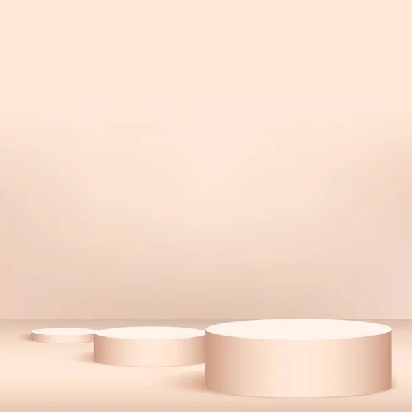 Latar belakang abstrak dengan podium geometris 3d merah muda. Ilustrasi vektor - Stok Vektor