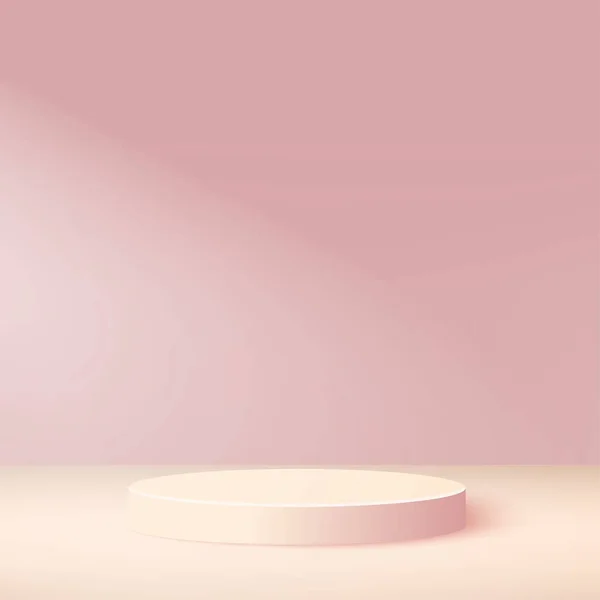 Fundo abstrato com cor rosa pódios 3d geométricos. Ilustração vetorial. — Vetor de Stock