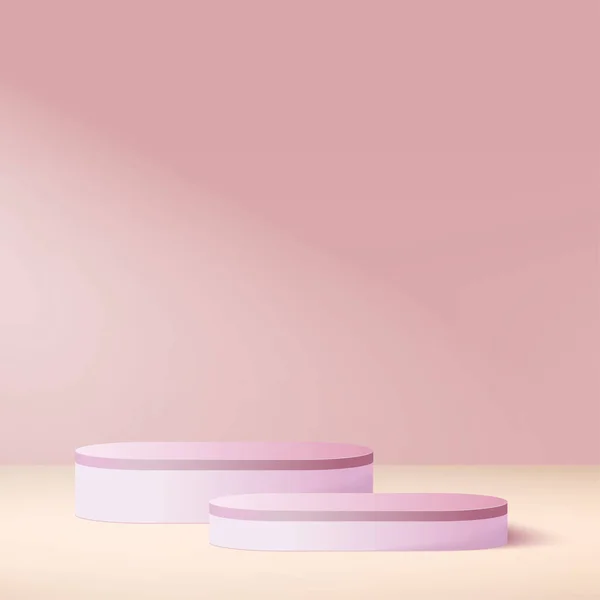 Abstrakt Bakgrund Med Rosa Färg Geometriska Podiums Vektorillustration — Stock vektor