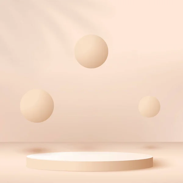 Fondo abstracto con podios 3D geométricos de color crema. Ilustración vectorial — Vector de stock